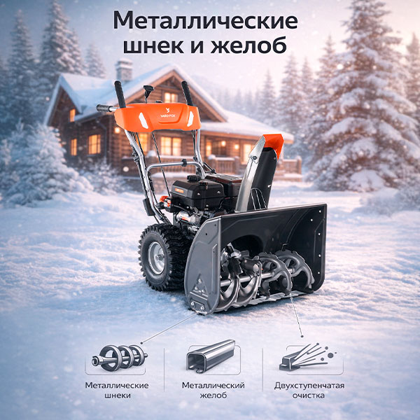 Трактор YARD FOX BASIC 6652E	 - Металлические шнек и выбросной желоб